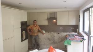 Kitchen splashback gray brick